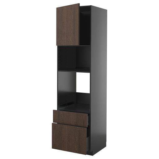 METOD/KNIVSHULT, high cabinet for oven/microwave with door/2 drawers, 60x60x220 cm, 295.867.55