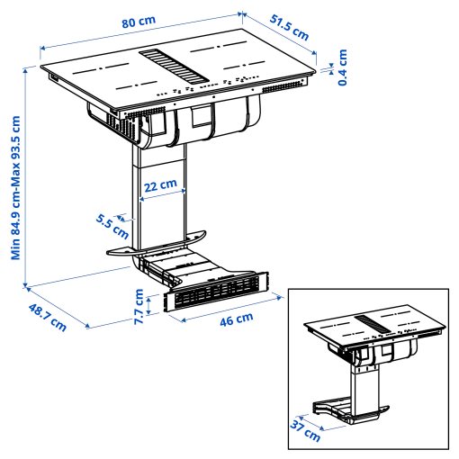 TÄCKNAN, induction hob/interior extractor with recirculation kit/IKEA 300, 80 cm, 296.125.04