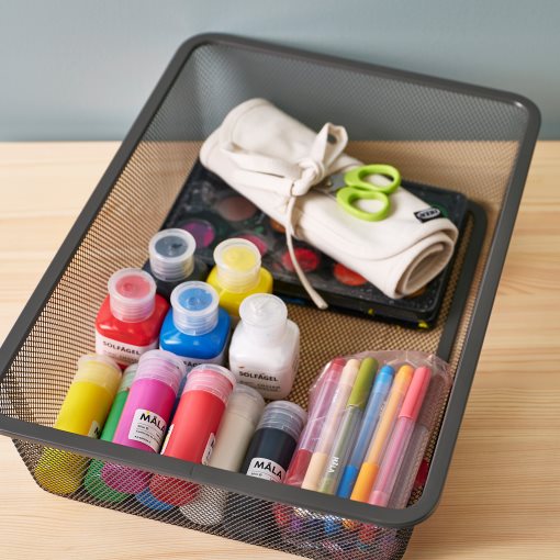 TROFAST, desk with mesh storage boxes, 124x44x52 cm, 296.139.33