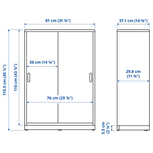TONSTAD, ντουλάπι με συρόμενες πόρτες, 81x37x116 cm, 304.888.86