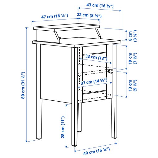 OLDERDALEN, bedside table, 47x43 cm, 305.008.93