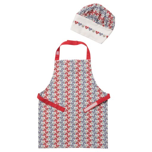 VINTERFINT, children’s apron with chef’s hat/heart pattern, 4-7, 305.272.65