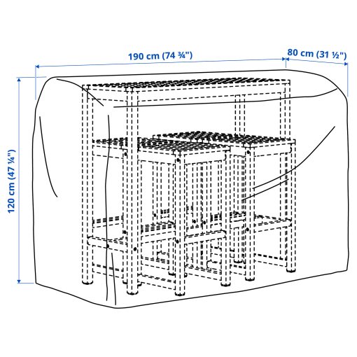 TOSTERÖ, κάλυμμα για έπιπλα εξωτερικού χώρου, 190x80 cm, 305.323.37