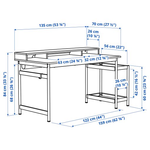 MULLSJÖ, desk, 135x70 cm, 305.532.40