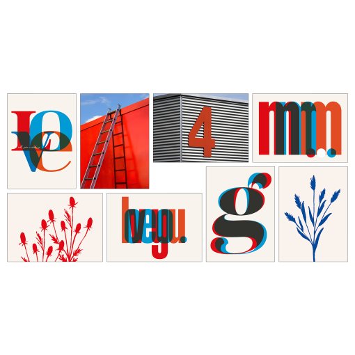 VÄXBO, art card/Red-blue love/8 pack, 13x18 cm, 305.608.15