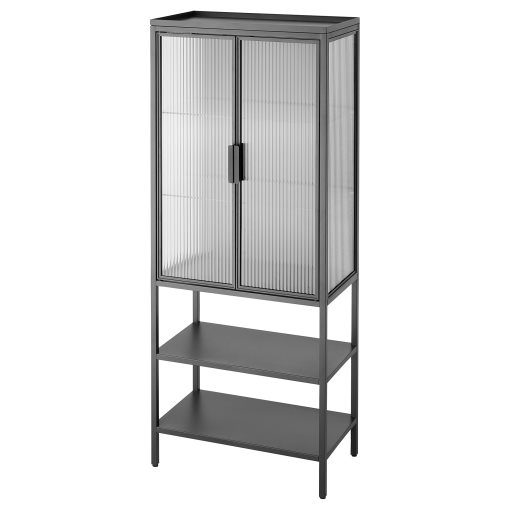 MOSSJÖN, glass-door cabinet with 2 doors, 60x34x146 cm, 305.643.33