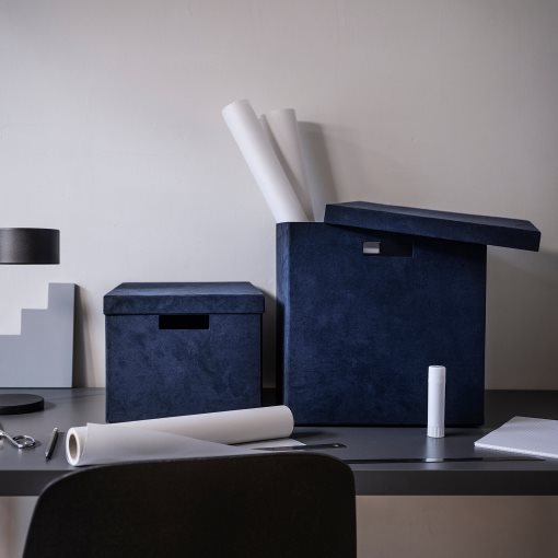 GJÄTTA, κουτί αποθήκευσης με καπάκι/βελούδο, 25x35x20 cm, 305.704.47