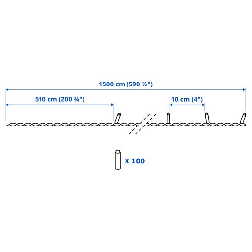 GETKÅL, γιρλάντα φωτισμού με ενσωματωμένο φωτισμό LED/εξωτερικού χώρου, 15 m, 306.028.77