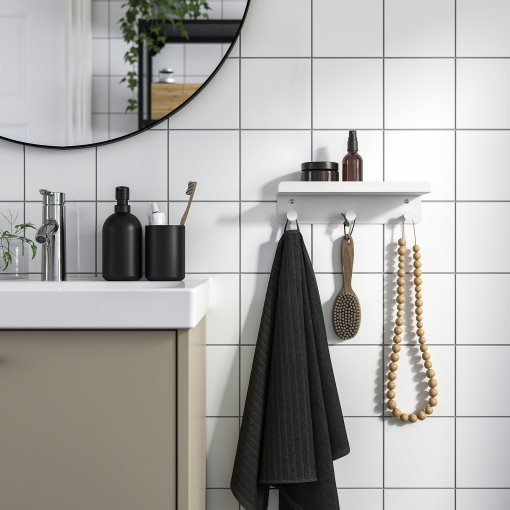 ENUDDEN, wall shelf with 3 hooks, 30x8 cm, 306.299.66
