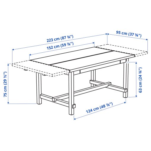 NORDVIKEN/BERGMUND, τραπέζι και 4 καρέκλες, 152/223 cm, 394.082.82
