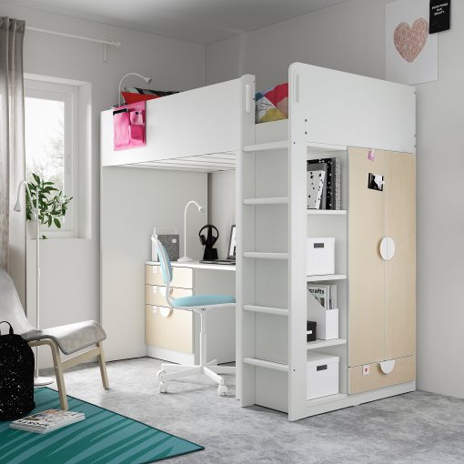 SMÅSTAD, loft bed with desk with 4 drawers, 90x200 cm, 394.358.41
