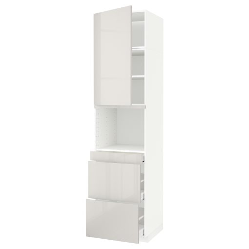 METOD/MAXIMERA, high cabinet for microwave combi with door/3 drawers, 60x60x240 cm, 394.581.68
