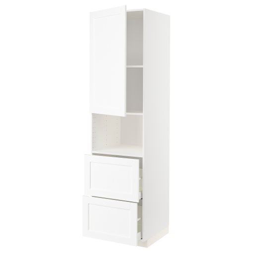 METOD/MAXIMERA, high cabinet for microwave with door/2 drawers, 60x60x220 cm, 394.733.57