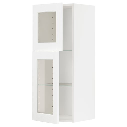 METOD, wall cabinet with shelves/2 glass doors, 40x100 cm, 394.734.80