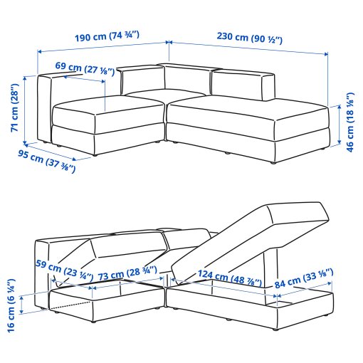 JÄTTEBO, modular corner sofa 2,5-seat with chaise longue/right, 394.851.81