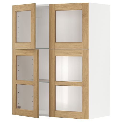 METOD, wall cabinet with shelves/4 glass doors, 80x100 cm, 395.093.61