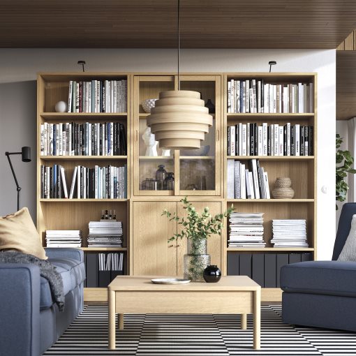 TONSTAD, σύνθεση αποθήκευσης με συρόμενες γυάλινες πόρτες, 82x201 cm, 395.150.60