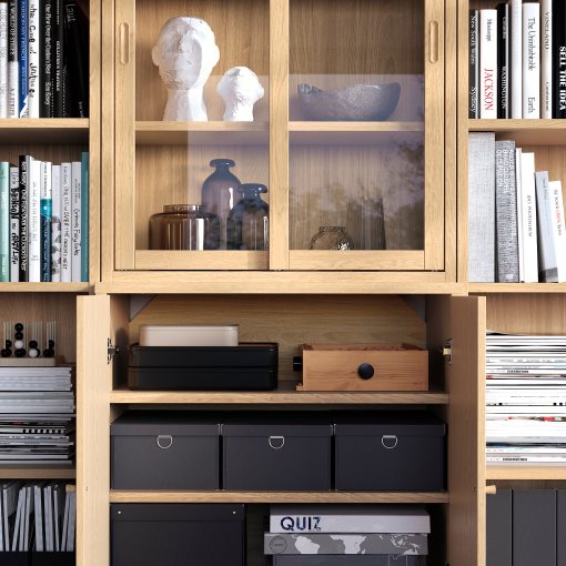 TONSTAD, σύνθεση αποθήκευσης με συρόμενες γυάλινες πόρτες, 82x201 cm, 395.150.60