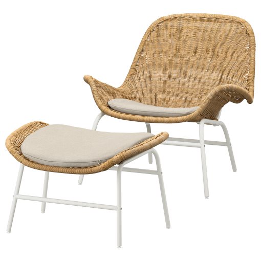 FRYKSAS, armchair and footstool/rattan, 395.631.69