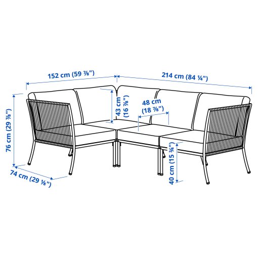SEGERÖN, corner sofa 3-seat, outdoor, 395.856.80