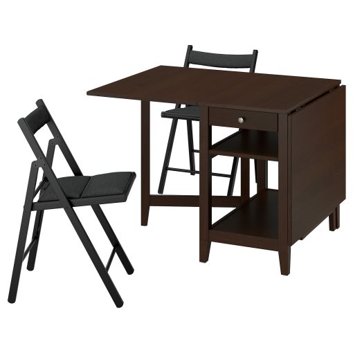 NÄSINGE/FRÖSVI, gateleg table and 2 folding chairs, 48/104/159x85 cm, 395.970.94