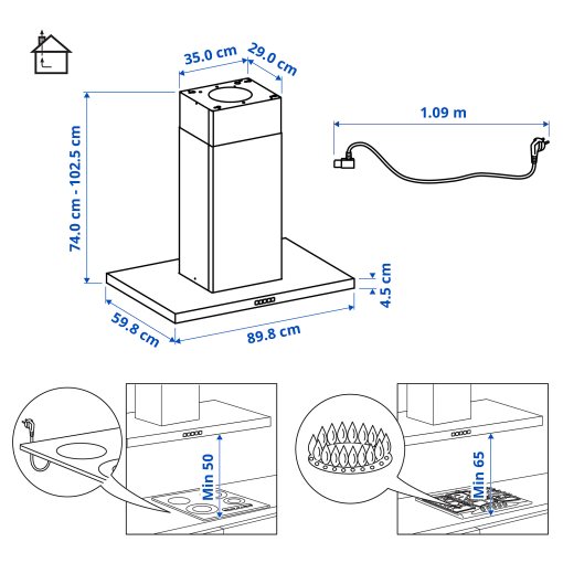 SVÄVANDE, ceiling-mounted extractor hood, 90 cm, 403.890.89