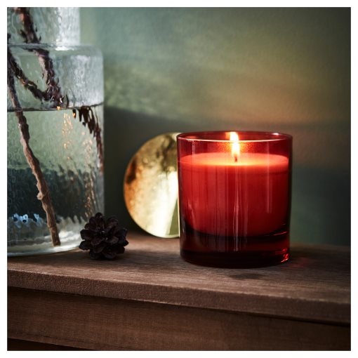 VINTERFINT, αρωματικό κερί σε γυάλινο δοχείο με καπάκι/Πορτοκάλι και γαρύφαλλο, 40 hr, 405.257.27