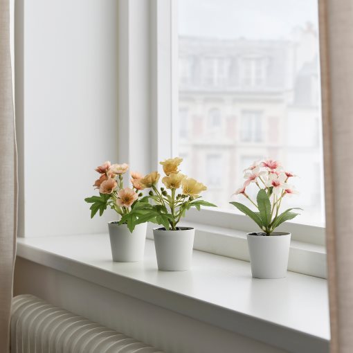 FEJKA, artificial potted plant with pot/in/outdoor flower mix/set of 3, 6 cm, 405.357.31