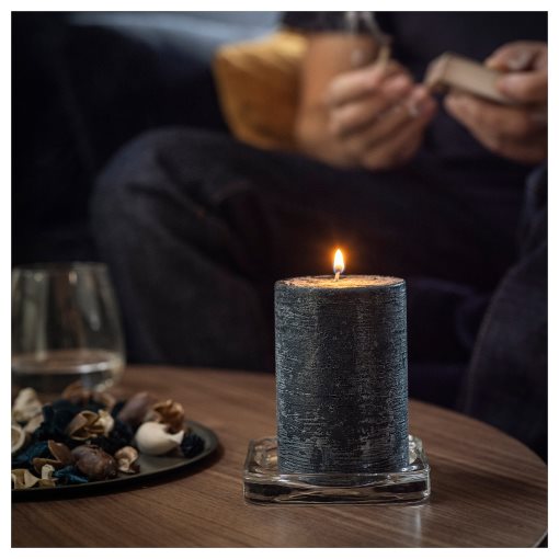 FRUKTSKOG, scented pillar candle/Vetiver & geranium, 30 hr, 405.558.42