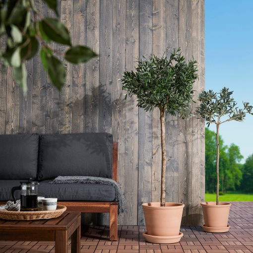 MUSKOTBLOMMA, κασπό με πιάτο/εσωτερικού/εξωτερικού χώρου, 24 cm, 405.607.25