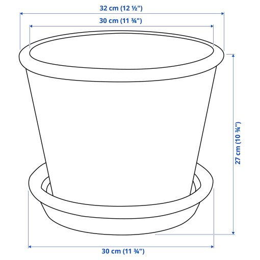 MUSKOTBLOMMA, κασπό με πιάτο/εσωτερικού/εξωτερικού χώρου, 24 cm, 405.607.25