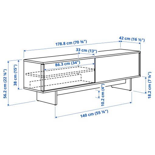 STOCKHOLM 2025, έπιπλο TV με συρόμενες πόρτες, 179x42x56 cm, 405.865.08