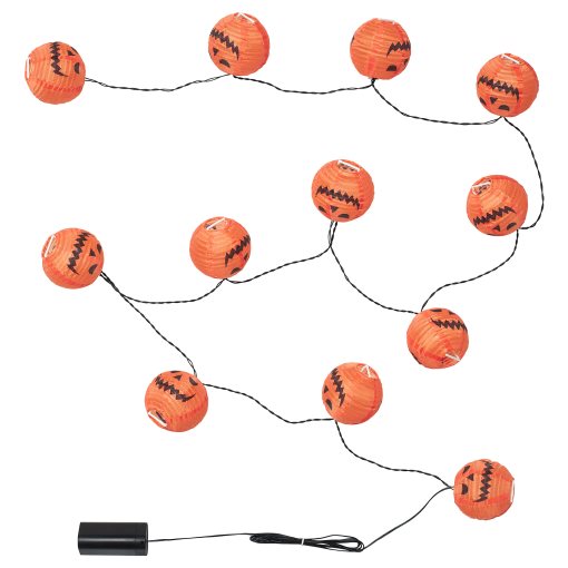 KUSTFYR, chain with built in LED light source/32 lights/ghost/battery-operated indoor, 406.054.51