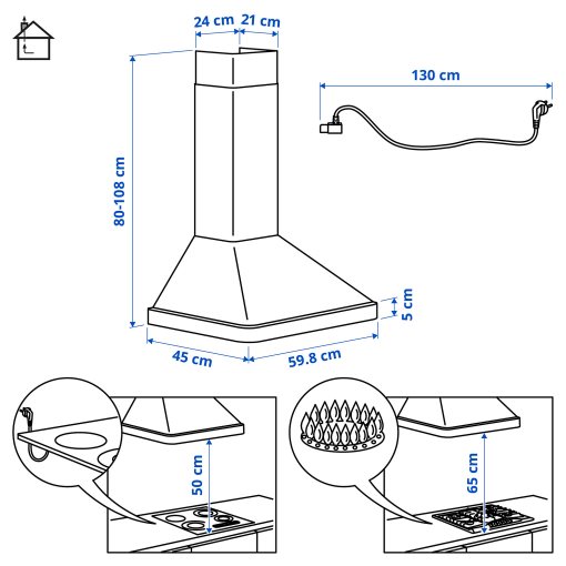 NILSBYN, wall mounted extractor hood/IKEA 300, 60 cm, 406.127.10