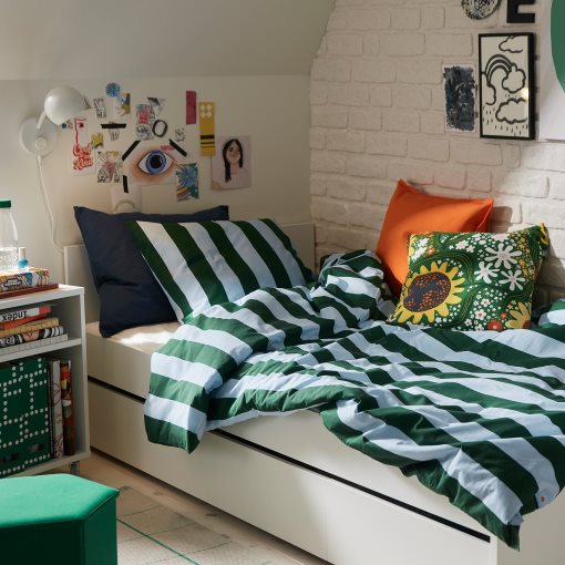 SLANHOSTMAL, duvet cover and 2 pillowcases, 240x220/50x60 cm, 406.329.06
