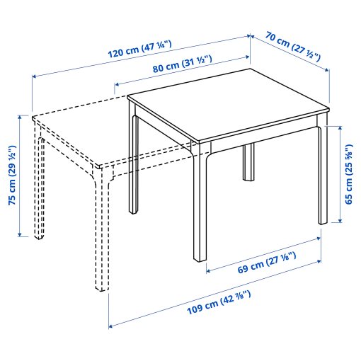 EKEDALEN/ODGER, τραπέζι και 2 καρέκλες, 80/120 cm, 492.214.01