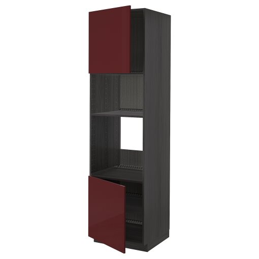 METOD, ψηλό ντουλάπι για φούρνο/μικροκυμάτων με 2 πόρτες/ράφια, 60x60x220 cm, 494.521.42