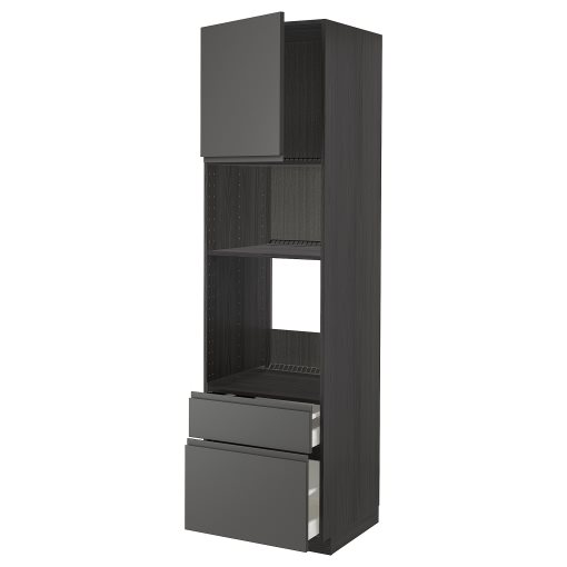METOD/MAXIMERA, high cabinet for oven/microwave with door/2 drawers, 60x60x220 cm, 494.569.08