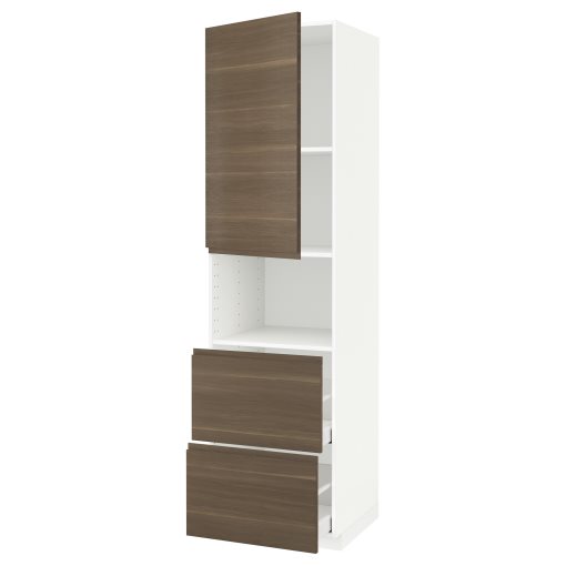 METOD/MAXIMERA, high cabinet for microwave with door/2 drawers, 60x60x220 cm, 494.589.93