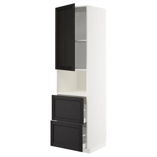 METOD/MAXIMERA, high cabinet for microwave with door/2 drawers, 60x60x220 cm, 494.599.78