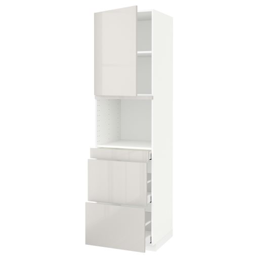 METOD/MAXIMERA, ψηλό ντουλάπι για φούρνο μικρoκυμάτων με αερόθερμο/πόρτα/3 συρτάρια, 60x60x220 cm, 494.628.10
