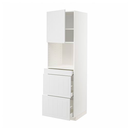METOD/MAXIMERA, high cabinet for microwave combi with door/3 drawers, 60x60x200 cm, 494.665.06
