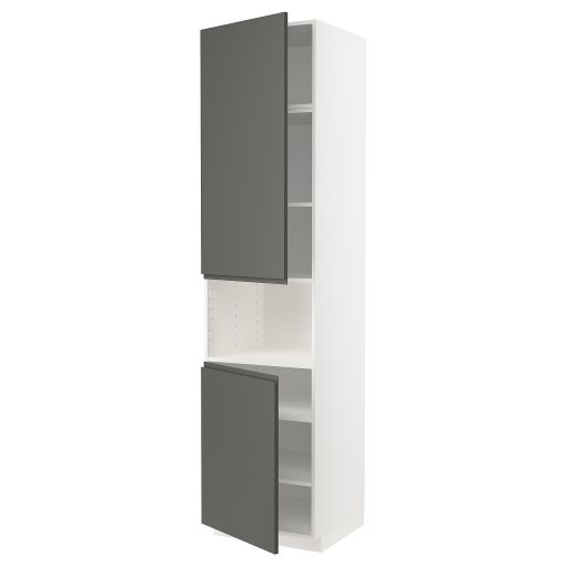 METOD, high cabinet for microwave with 2 doors/shelves, 60x60x240 cm, 494.672.66