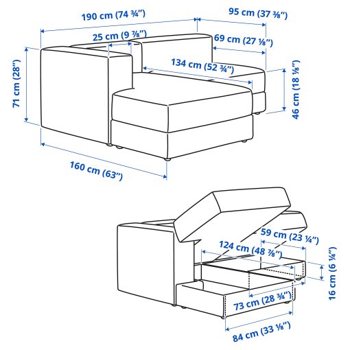 JÄTTEBO, 2,5-seat modular sofa with chaise longue, 494.694.87