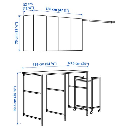 ENHET, storage combination for laundry, 139x63.5 cm, 494.774.54