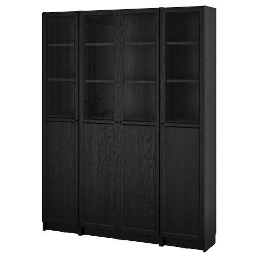 BILLY/OXBERG, bookcase combination with panel/glass doors, 160x202 cm, 494.835.44