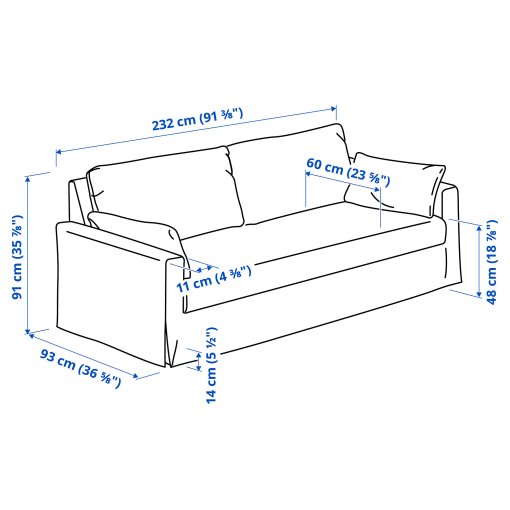 HYLTARP, τριθέσιος καναπές, 494.896.40
