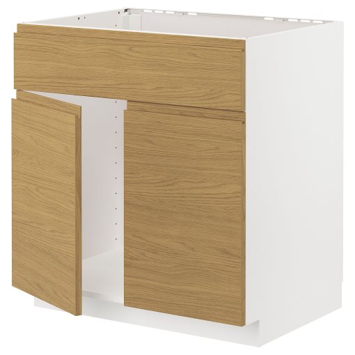 METOD, base cabinet for sink with 2 doors/front, 80x60 cm, 495.392.54