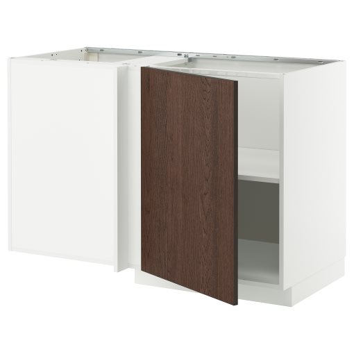 METOD, corner base cabinet with shelf, 128x68 cm, 495.850.38