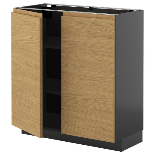 METOD, base cabinet with shelves/2 doors, 80x37 cm, 495.898.47